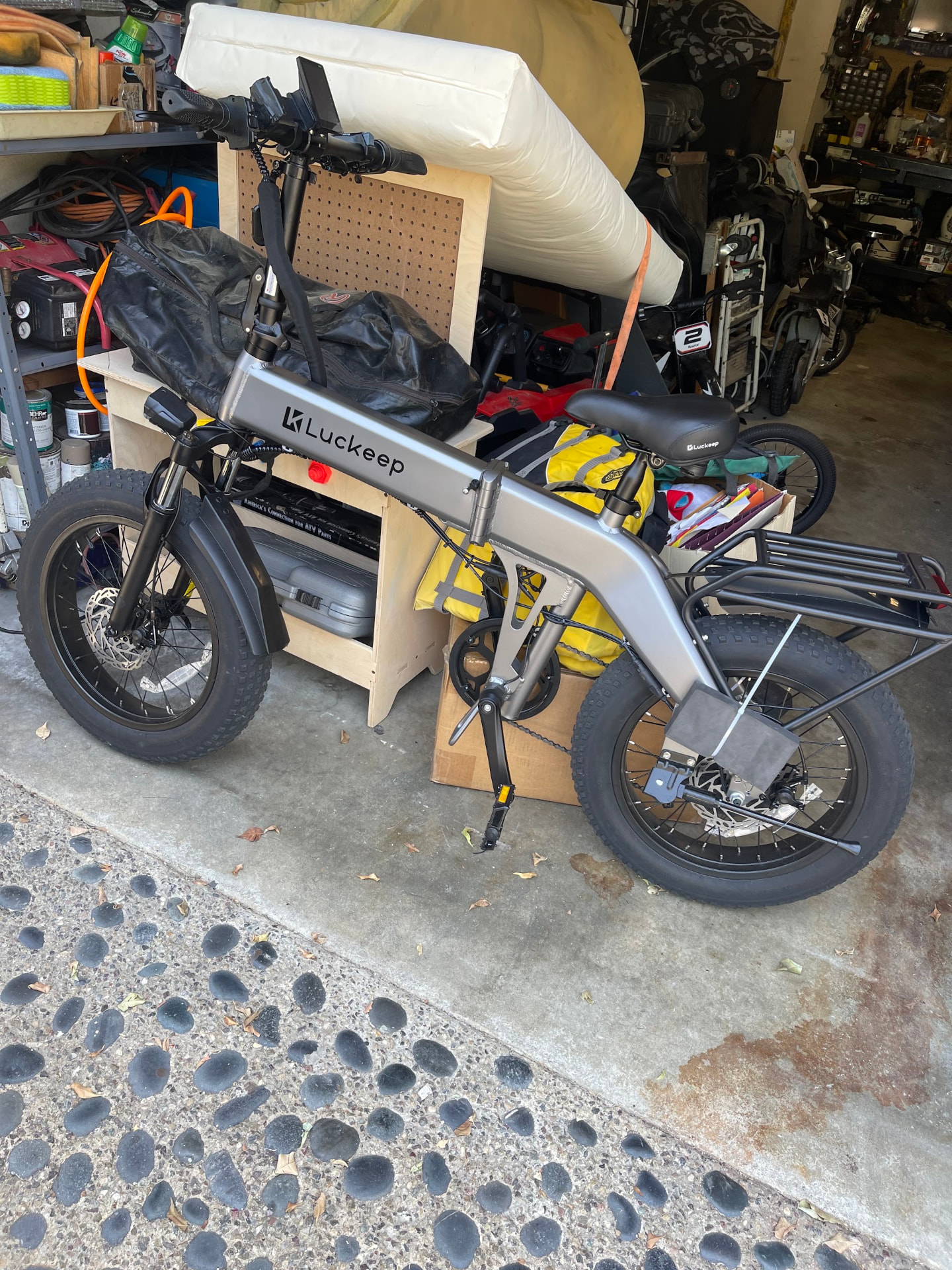 Gray folding fat-tire electric bicycle